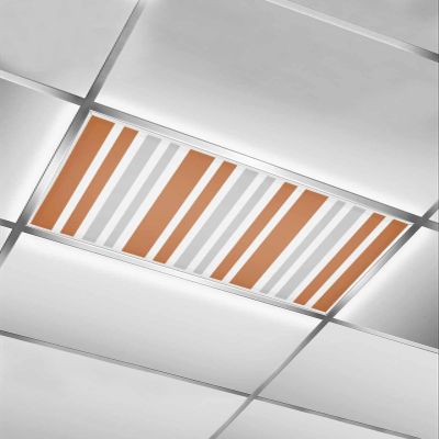 EwdeWwo Stripe 1 Pcs Fluorescent Light Covers for Ceiling Lights, Orange Gray Magnetic Light Filters for Eliminate Harsh Glare Classroom Office Decoration, 4 x 2 Ft