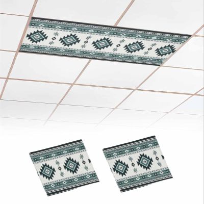 EwdeWwo Abstract 2 Pcs Fluorescent Light Covers for Ceiling Lights, Bohemian Aztec Style Magnetic Light Filters for Eliminate Harsh Glare Classroom Office Decoration, 4 x 2 Ft