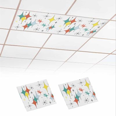 EwdeWwo Bohemia 2 Pcs Fluorescent Light Covers for Ceiling Lights, Modern Art Stars Magnetic Light Filters for Eliminate Harsh Glare Classroom Office Decoration, 4 x 2 Ft