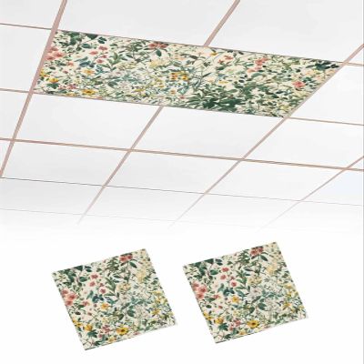 EwdeWwo Vintage 2 Pcs Fluorescent Light Covers for Ceiling Lights, Plant Flowers Magnetic Light Filters for Eliminate Harsh Glare Classroom Office Decoration, 4 x 2 Ft