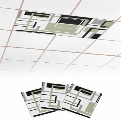 TvonTa Tey Fluorescent Light Covers for Drop Ceiling Abstract Geometric Line Magnetic Light Filters, Classic Bohemian Pattern Ceiling Shade Filters for Home Classroom Office,2x4 ft,3Packs