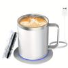 Self Heating Coffee Mug Warmer, 12oz Smart Mug Automatic Shut Off, USB Rechargeable Heated Coffee Mug with Lid for Travel/Office/Home view 1