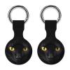 Black Cat Yellow Eyes Tracker Holder Cover Shockproof Protective Case with Keychain Compatible with Air Tag 2PCS view 1