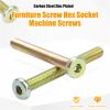2-10Pcs Hex Socket Flat Head Screws Furniture Bolts M8 M10 Zinc Plating Countersunk Connector Screws for bed Chairs(55mm,M6 10pcs) view 2