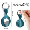 Abstract Teal and Gold Tracker Holder Cover Shockproof Protective Case with Keychain Compatible with Air Tag 1PCS view 2