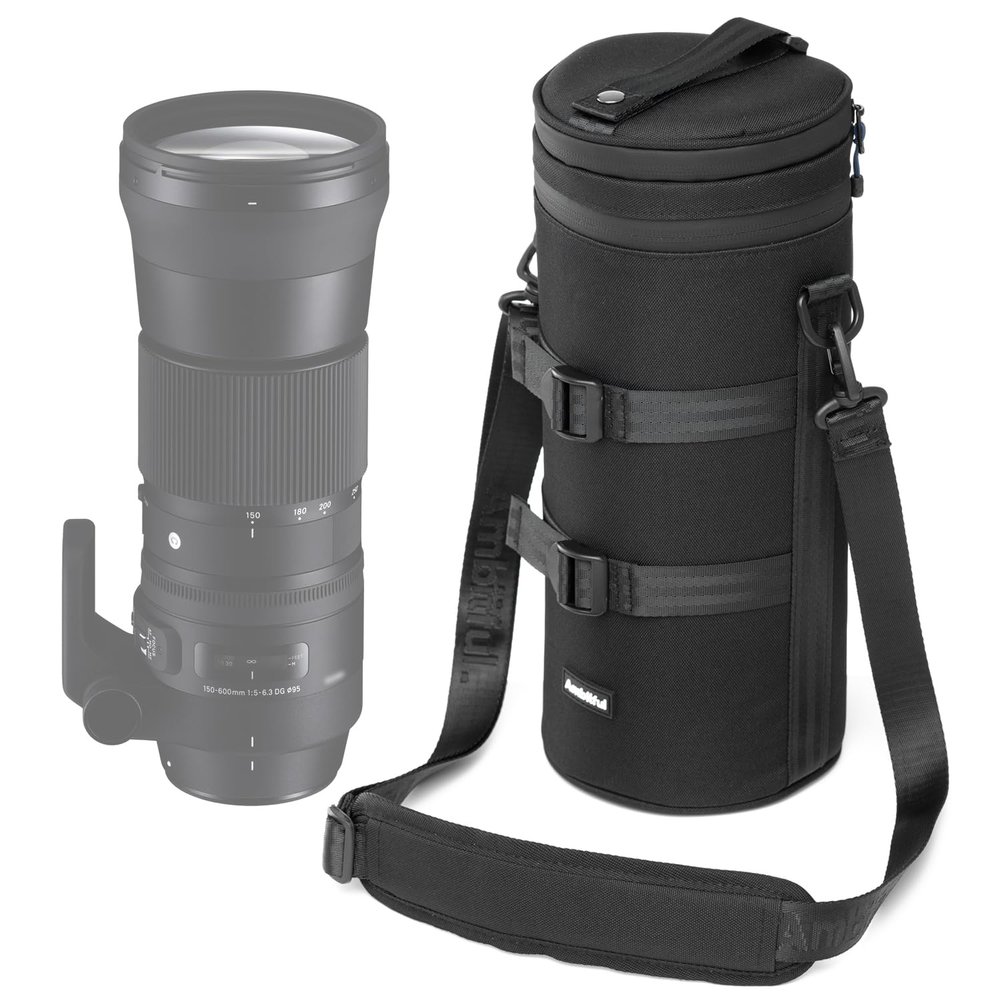 AMBITFUL Thick Camera Lens Pouch Case, Water/Dust/Shock Protection Lens Pouch for DSLR Camera Lens Compatible For Sony, Nikon, Canon,Fujifilm,Tamron Fits Lenses Below 125  290 mm (4.92  11.42 in)