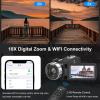 8K Video Camera 64MP Camcorder YouTube Vlogging Cameras 18X Digital Zoom Webcam IR Night Vision WiFi 3.0Touch Screen Camcorders with Stabilizer, Mic, 64G SD Card, Remote Control and 2 Batteries view 3