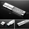 100-Pack Custom Logo USB Flash Drives - Crystal USB 2.0 Memory Sticks 128MB-128GB, Waterproof Bulk Promotional Gifts with LED Light for Businesses & Events (32G,Without Box) view 2
