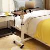 Adjustable Overbed Table with Lifting Steel Frame, Rolling Mobile Laptop Desk, Folding Bedside Table with Lockable Wheels, Height Adjustable 66.5-96.5cm(64 * 40 * 66.5 96.5cm) view 3
