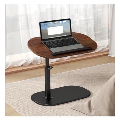 Adjustable Height C Shaped Side Table with Multi Angle Flip Top for Couch and 360 Swivel Laptop Stand Ideal for Living Room Bedroom or Bathtub Stylish Black Wood Finish (Black Walnut)