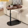 Adjustable Height C Shaped Side Table with Multi Angle Flip Top for Couch and 360 Swivel Laptop Stand Ideal for Living Room Bedroom or Bathtub Stylish Black Wood Finish (Black Walnut) view 2