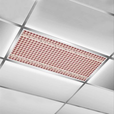 TvonTa Tey Fluorescent Light Covers for Drop Ceiling Watercolor Country Star Magnetic Light Filters, Red White Geometric Plaid Ceiling Shade Filters for Home Classroom Office,2x4 ft,1Pack