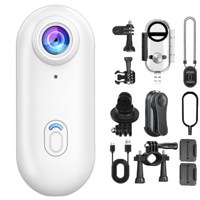 4K Thumb Sports Camera,1080p/4K Waterproof Wearable Mini Sports Camera with 360 Rotating Magnetic Clip for Sports, Diving, Traveling, Cycling, Pets (White)