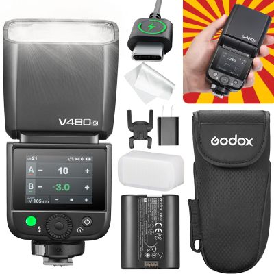 Godox V480 for Sony GODOX TTL Flash  GN50/1.7s Recycle/650 Flash Time/HSS/Smart Distance Readout/10 Level LED Modeling lamp/2.0 Touchscreen/2.4G Wireless System/TTL Camera Flash for Sony ZV-E10 etc.