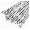 100Pcs Stainless Steel Cable Ties 4.6mm Heavy Duty Self-Locking Cable Zip Tie Multi-Purpose Metal Exhaust Wrap Locking Ties(4.6x350mm) view 1