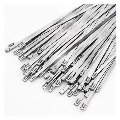 100Pcs Stainless Steel Cable Ties 4.6mm Heavy Duty Self-Locking Cable Zip Tie Multi-Purpose Metal Exhaust Wrap Locking Ties(4.6x1000mm)