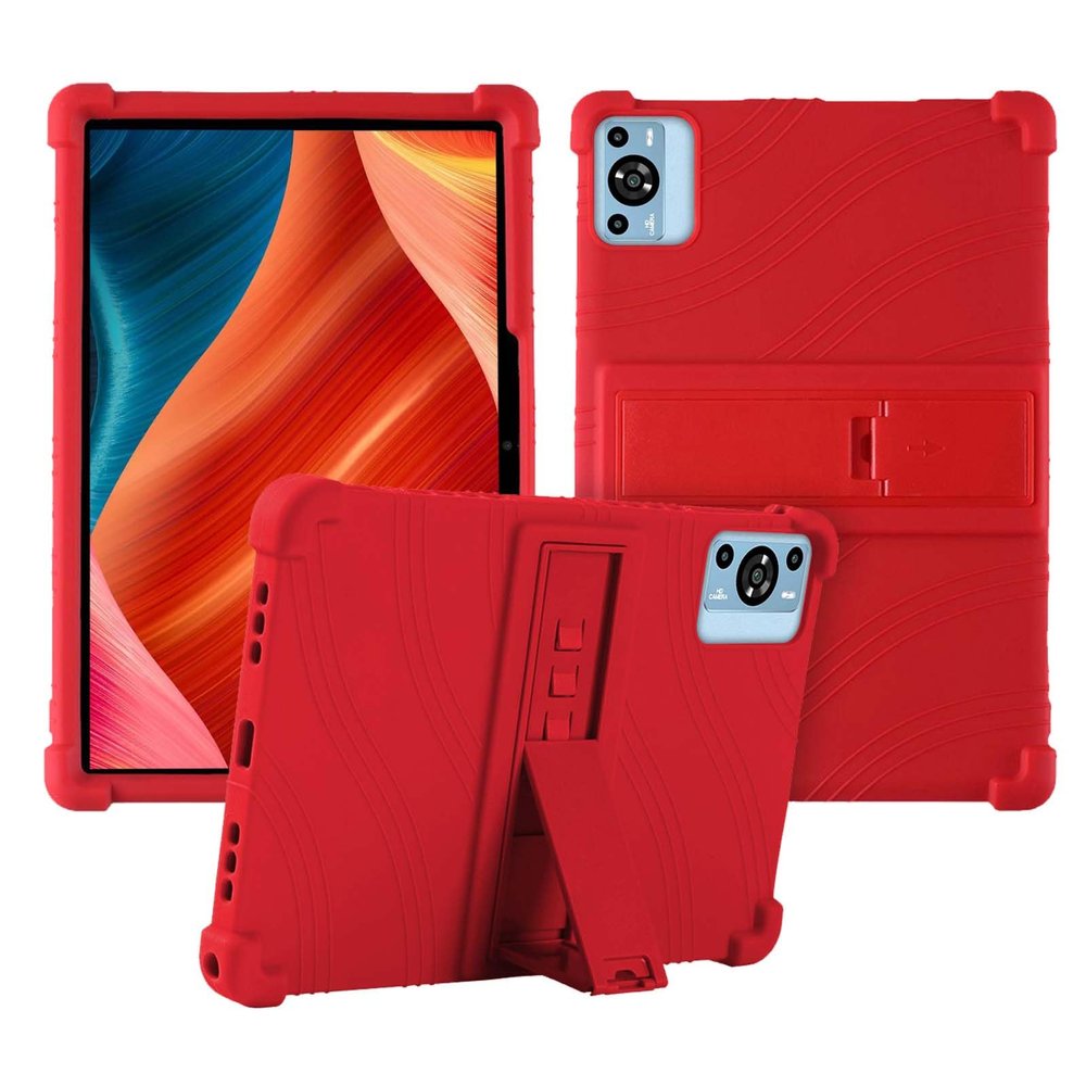 Case for ZIOVO Z128 Tablet 11 inch,Soft Silicone Protector Cover,Kids Friendly,Adjustable Stand Tablet Cover,4 Corners Thicken Shockproof,Red
