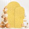 FANPROMS Sequin Arch Cover Gold 6FT 7.2FT Spandex Fitted Arch Covers Stretchy Backdrop Set of 2 Glitter Arch Stand Covers Backdrop Fabric 2-Sided Wedding Arch Cover for Gender Reveal Party Decor view 1