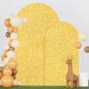 FANPROMS Sequin Arch Cover Gold 6FT 7.2FT Spandex Fitted Arch Covers Stretchy Backdrop Set of 2 Glitter Arch Stand Covers Backdrop Fabric 2-Sided Wedding Arch Cover for Gender Reveal Party Decor view 4
