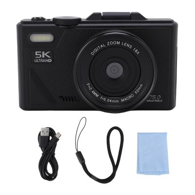 5K Digital Camera for Photography, 18X Zoom WiFi Video Camcorder Autofocus with 3 Inch Screen, 75MP Anti Shake Travel Camera for Selfie Video (128G)