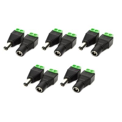 5 Pairs DC Power Connector Jack Plug, 5.5mm x 2.1mm Male Female DC Connectors Accessory