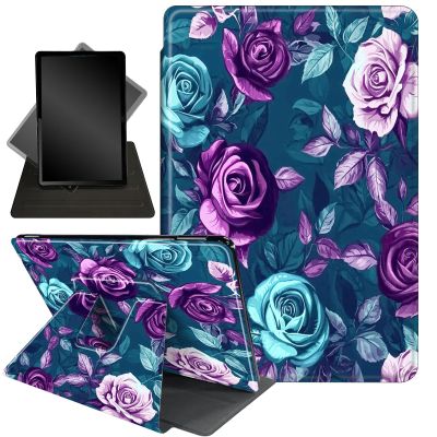 Case for 10.2" Kindle Scribe (2024/2022 Release),360 Degree Rotating Stand Smart Protective Cover Case for Kindle Scribe 10.2",Pink Red Rose Flowers