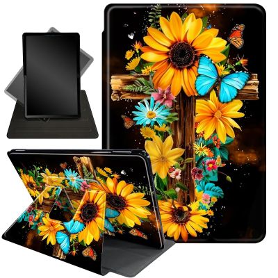 Case for 10.2" Kindle Scribe (2024/2022 Release),360 Degree Rotating Stand Smart Protective Cover Case for Kindle Scribe 10.2",Gold Sunflower Butterfliy