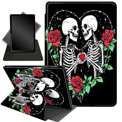 Case for 10.2" Kindle Scribe (2024/2022 Release),360 Degree Rotating Stand Smart Protective Cover Case for Kindle Scribe 10.2",Rose Human Skeleton
