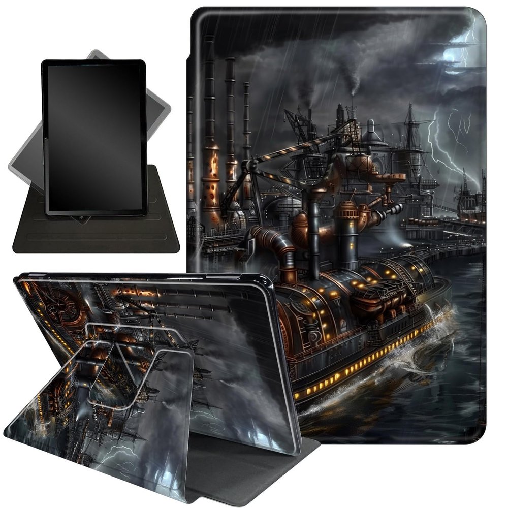 Case for All-New Kindle Paperwhite 12th Gen 2024 (7") & Kindle Colorsoft Signature Edition (7"),360 Degree Rotating Stand Smart Protective Case,Retro Ship