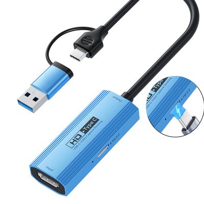 Portable 4K HDMI to USB-A/USB-C 3.0 Video Capture Card with 100W PD Fast Charging, Low Latency for Live Streaming,Gaming,and Recording (Compatible OBS, PC, Mac, PS5, Xbox, iPhone 15) Mac/Windows/Linux