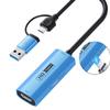 Portable 4K HDMI to USB-A/USB-C 3.0 Video Capture Card with 100W PD Fast Charging, Low Latency for Live Streaming,Gaming,and Recording (Compatible OBS, PC, Mac, PS5, Xbox, iPhone 15) Mac/Windows/Linux view 1