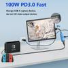 Portable 4K HDMI to USB-A/USB-C 3.0 Video Capture Card with 100W PD Fast Charging, Low Latency for Live Streaming,Gaming,and Recording (Compatible OBS, PC, Mac, PS5, Xbox, iPhone 15) Mac/Windows/Linux view 4