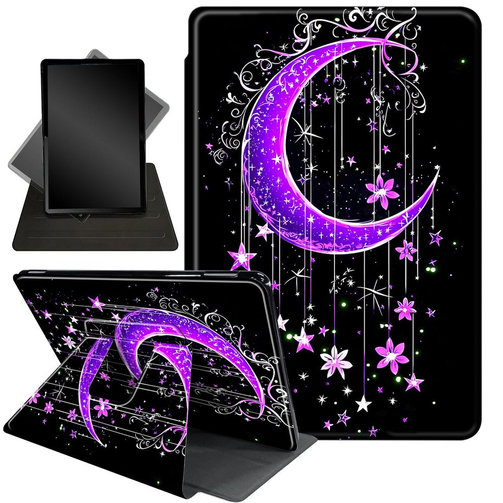 Case for 10.2" Kindle Scribe (2024/2022 Release),360 Degree Rotating Stand Smart Protective Cover Case for Kindle Scribe 10.2",Stars and Purple Moon
