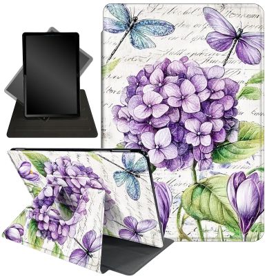 Case for 10.2" Kindle Scribe (2024/2022 Release),360 Degree Rotating Stand Smart Protective Cover Case for Kindle Scribe 10.2",Dragonfly and Flowers