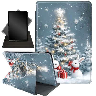 Case for 10.2" Kindle Scribe (2024/2022 Release),360 Degree Rotating Stand Smart Protective Cover Case for Kindle Scribe 10.2",Rabbit and Christmas Tree