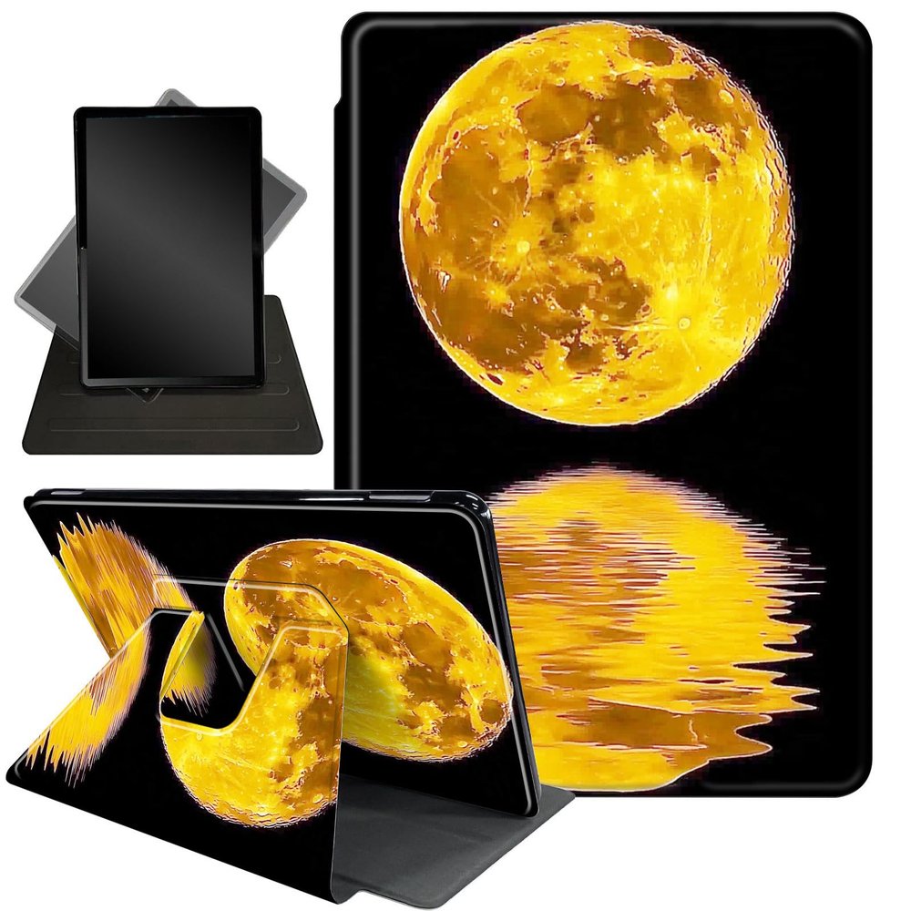 Case for 10.2" Kindle Scribe (2024/2022 Release),360 Degree Rotating Stand Smart Protective Cover Case for Kindle Scribe 10.2",Golden Yellow Moon