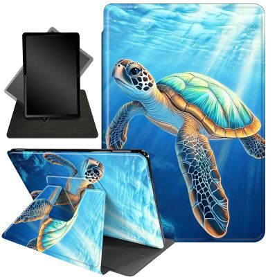 Case for All-New Kindle Paperwhite 12th Gen 2024 (7") & Kindle Colorsoft Signature Edition (7"),360 Degree Rotating Stand Smart Protective Case,Blue Ocean Sea Turtle