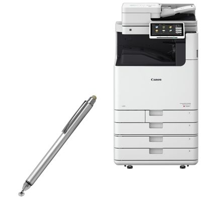 BoxWave Stylus Pen Compatible with Canon imageRUNNER Advance DX C5840i - DualTip Capacitive Stylus, Fiber Tip Disc Tip Capacitive Stylus Pen - Metallic Silver