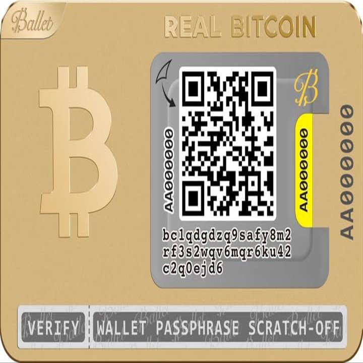 Ballet REAL Bitcoin Cold Storage Wallet Card, 24K Gold-Plated Stainless Steel, No Electronics, No Seed Phrase, No PIN/Password, Easy Setup with iOS/Android App, Offline Crypto Storage, Gift-Ready