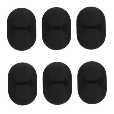 DIYEAH 6pcs Black Silicone Cord Organizer Clips for Desk and Wall Adhesive Cable Holders for Charging and Data Cables Prevention Easy Installation Versatile Use Elegant Design