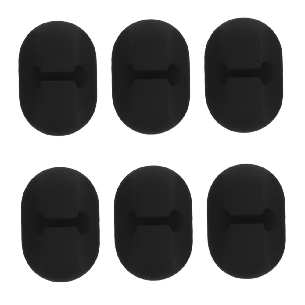 DIYEAH 6pcs Black Silicone Cord Organizer Clips for Desk and Wall Adhesive Cable Holders for Charging and Data Cables Prevention Easy Installation Versatile Use Elegant Design