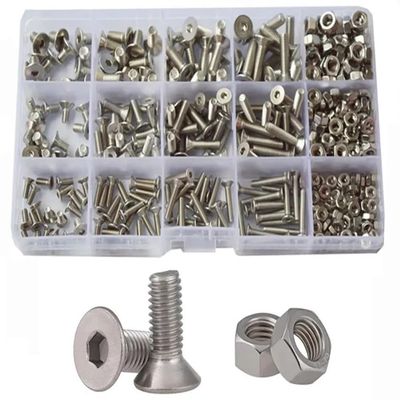 LIUDONGX M2 M3 M4 M5 M6 Hex Socket Bolt Set 304 Stainless Steel Flat Head Machine Screw Metric Thread Countersunk Hex Assortment Kit(M3 M4 M5)