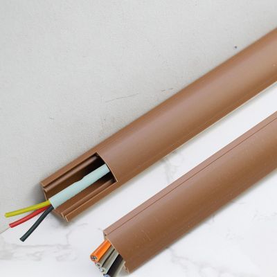 2 Pcs Cable Concealer Floor, Hide Wires Along Wall/ Cables Cords or Wires - Protect From Trips and Falls, Cord Protectors From Pets No Chew, Brown, Grey, Black, White(Brown Holds 5 wires,L 5m/16.4ft)