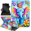 Case for 6.8" Kindle Paperwhite 11th Gen 2021,360 Degree Rotating Stand Smart Protective Cover Case for Kindle Paperwhite 2021 E-Reader,Elephant Butterfliy Flower view 1