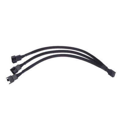 FWSYIVV KUNSR 4 pin PWM Fan Cable 1 to 3 Ways 1/2/5pcs Splitter Black Sleeved 26cm Length Extension Cable Connector(1pcs)