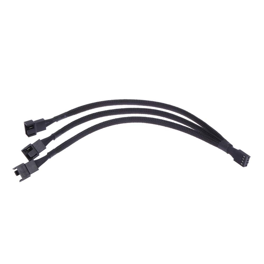 FWSYIVV KUNSR 4 pin PWM Fan Cable 1 to 3 Ways 1/2/5pcs Splitter Black Sleeved 26cm Length Extension Cable Connector(1pcs)