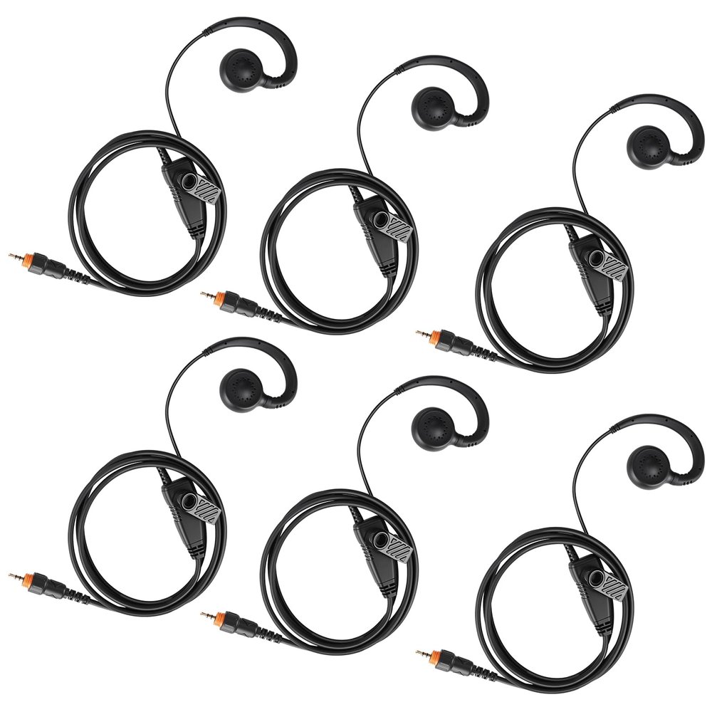 6-Pack Wired CLP-e Earpiece Headset with C Swivel - Compatible with Motorola CLP1010e, CLP1080e Two-Way Radios - Ideal for Clear Communication & Hands-Free Use