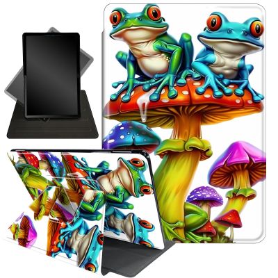 Case for 6.8" Kindle Paperwhite 11th Gen 2021,360 Degree Rotating Stand Smart Protective Cover Case for Kindle Paperwhite 2021 E-Reader,Cute Frog and Mushroom