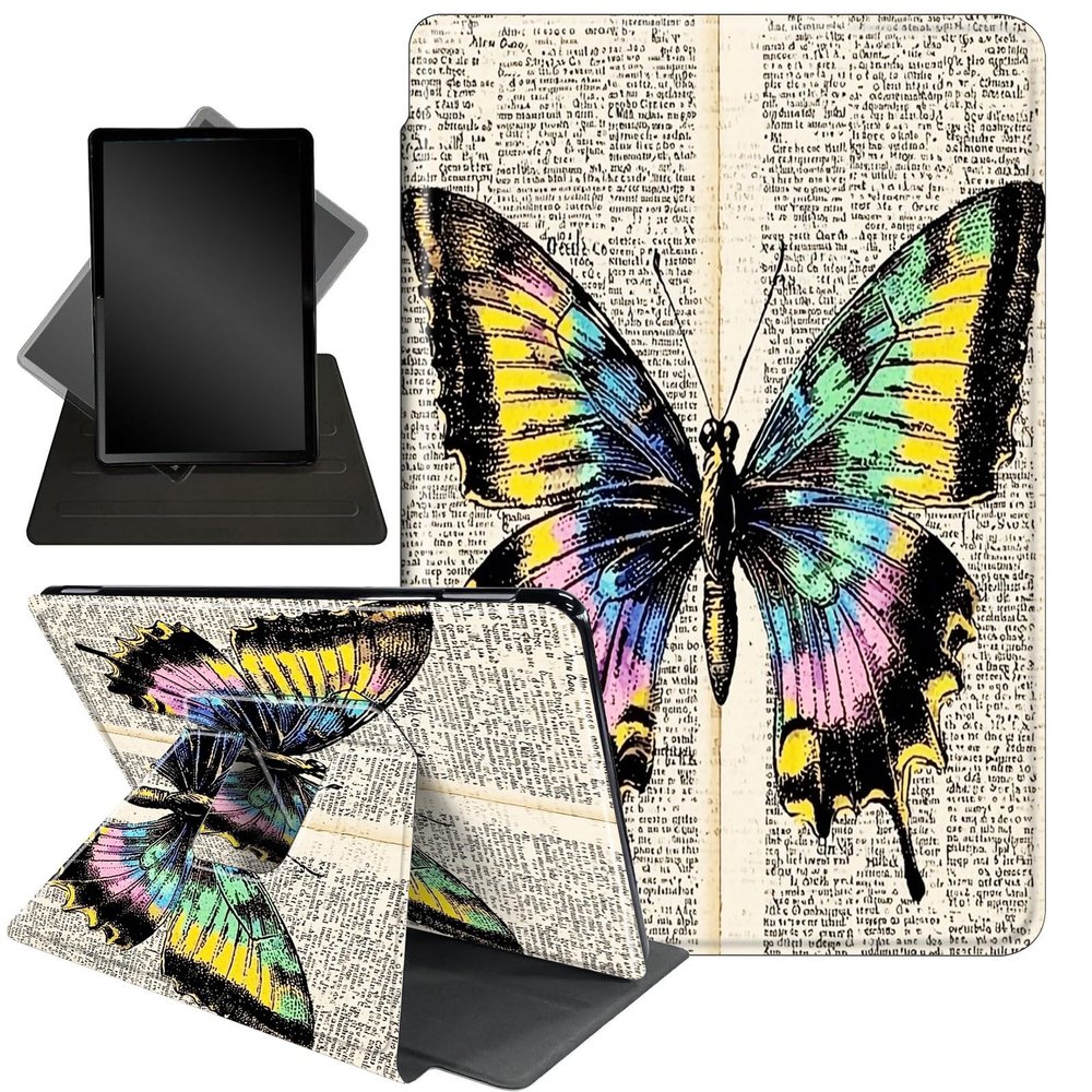 Case for 6.8" Kindle Paperwhite 11th Gen 2021,360 Degree Rotating Stand Smart Protective Cover Case for Kindle Paperwhite 2021 E-Reader,Butterflies and Books