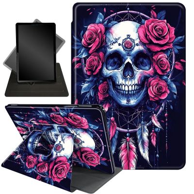 Case for 6.8" Kindle Paperwhite 11th Gen 2021,360 Degree Rotating Stand Smart Protective Cover Case for Kindle Paperwhite 2021 E-Reader,Dream Catcher/Skull
